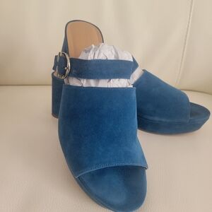 Aerosoles Cosmic Platform Sandals in Indigo Suede Size 11